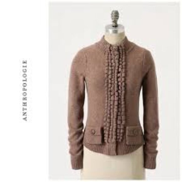 Anthropologie Moth wool cardigan sweater small retro brown wool - Picture 1 of 9